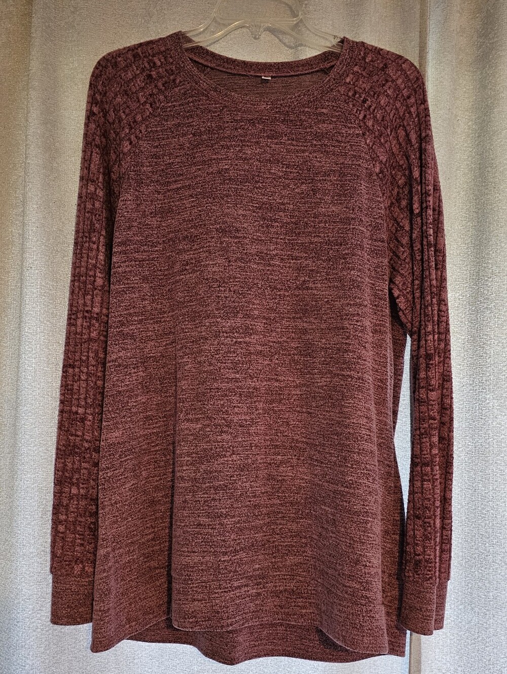 Amazon Marled Burgundy Long-Sleeve Crewneck Sweater